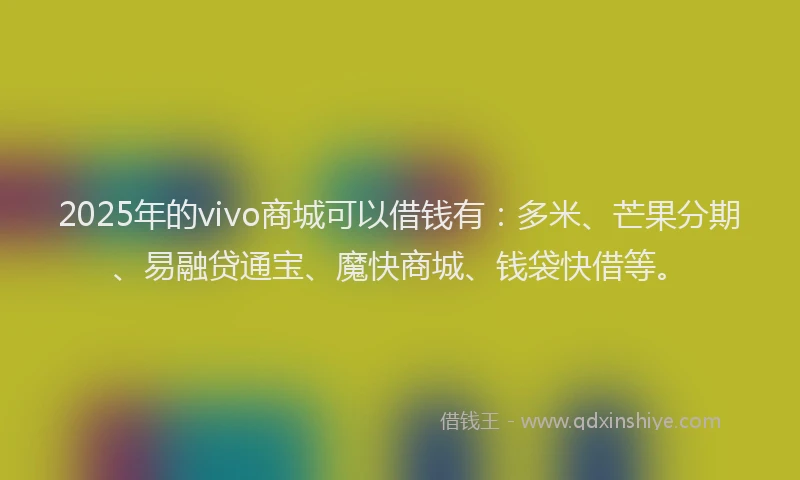 2025年的vivo商城可以借钱有：多米、芒果分期、易融贷通宝、魔快商城、钱袋快借等。
