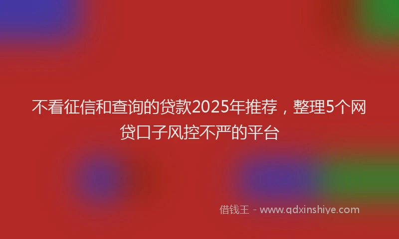 不看征信和查询的贷款2025年推荐，整理5个网贷口子风控不严的平台
