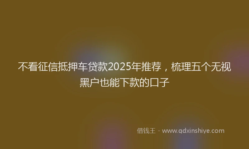 不看征信抵押车贷款2025年推荐，梳理五个无视黑户也能下款的口子