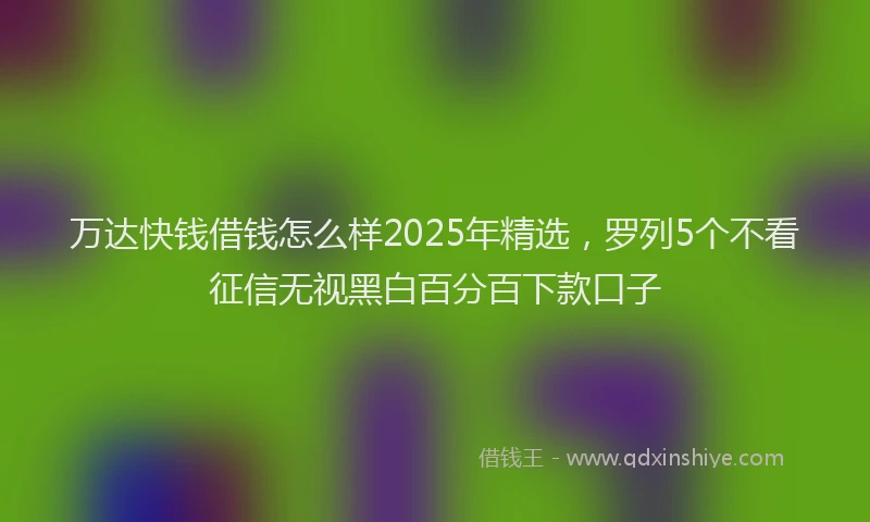 万达快钱借钱怎么样2025年精选，罗列5个不看征信无视黑白百分百下款口子