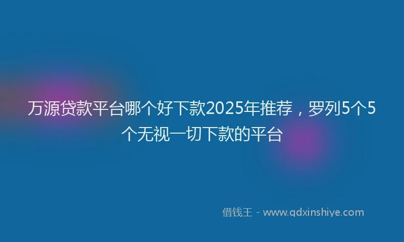 万源贷款平台哪个好下款2025年推荐，罗列5个5个无视一切下款的平台