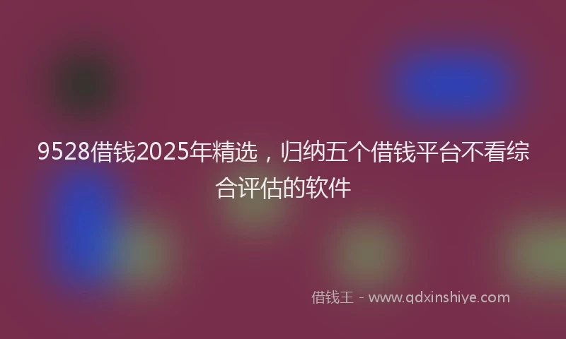 9528借钱2025年精选，归纳五个借钱平台不看综合评估的软件