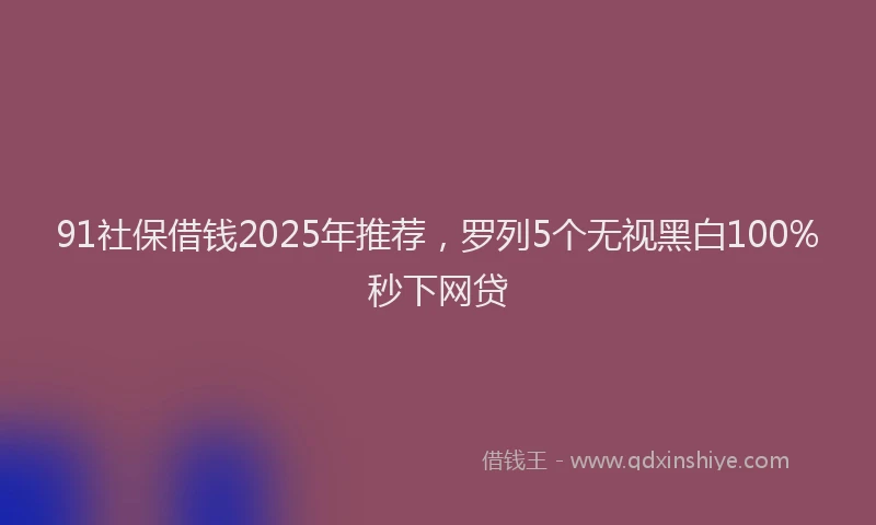91社保借钱2025年推荐，罗列5个无视黑白100%秒下网贷