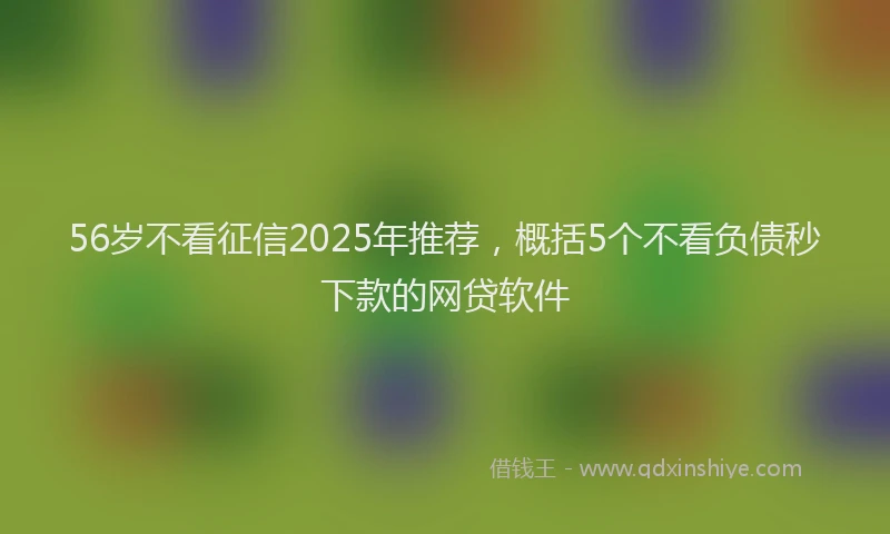 56岁不看征信2025年推荐，概括5个不看负债秒下款的网贷软件