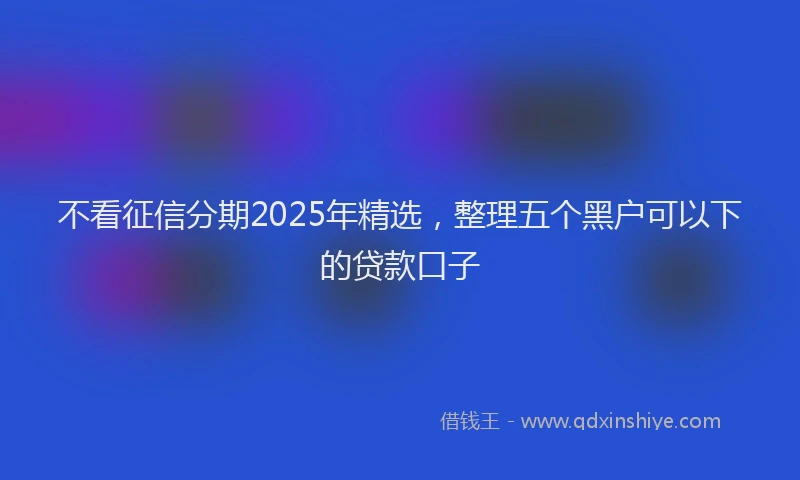 不看征信分期2025年精选，整理五个黑户可以下的贷款口子