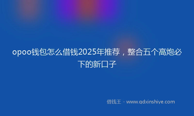opoo钱包怎么借钱2025年推荐，整合五个高炮必下的新口子