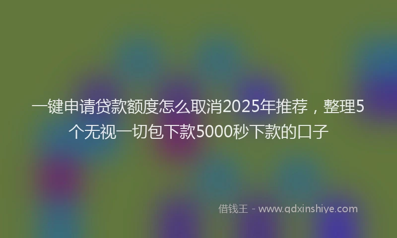 一键申请贷款额度怎么取消2025年推荐，整理5个无视一切包下款5000秒下款的口子