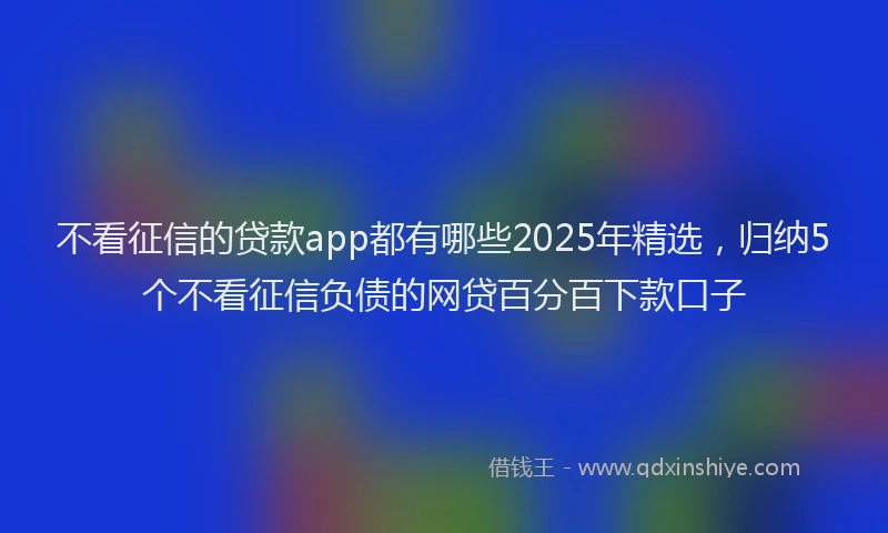 不看征信的贷款app都有哪些2025年精选，归纳5个不看征信负债的网贷百分百下款口子