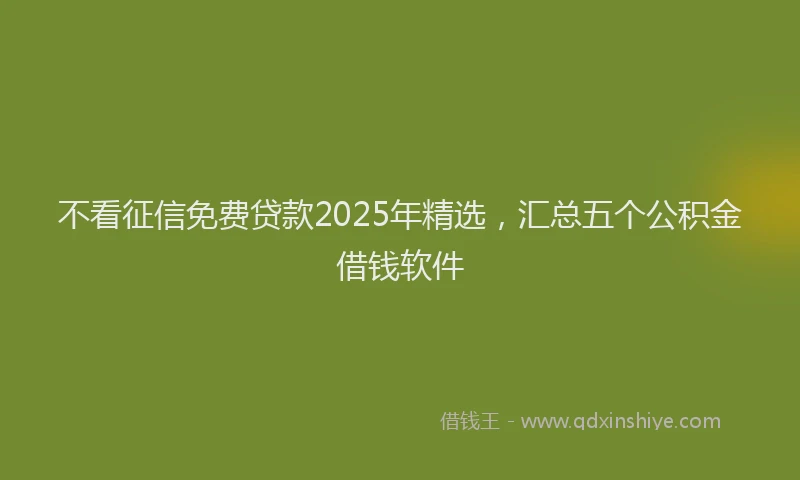 不看征信免费贷款2025年精选，汇总五个公积金借钱软件