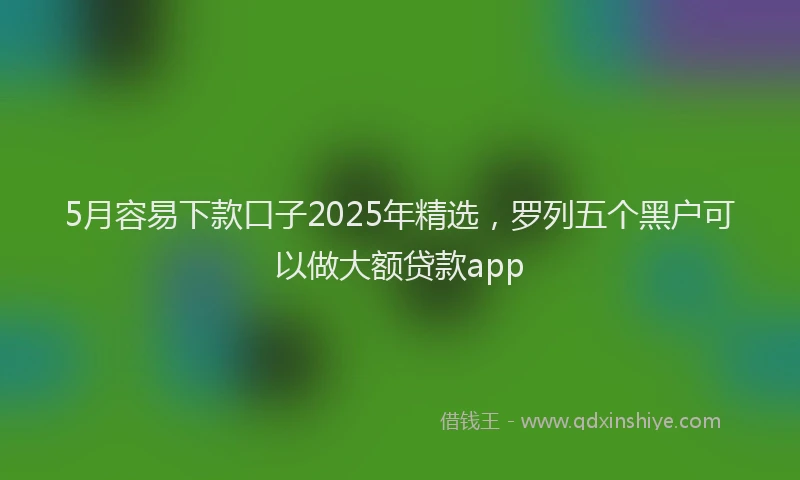 5月容易下款口子2025年精选，罗列五个黑户可以做大额贷款app