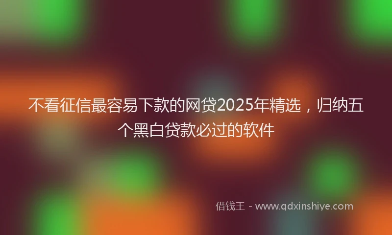 不看征信最容易下款的网贷2025年精选，归纳五个黑白贷款必过的软件