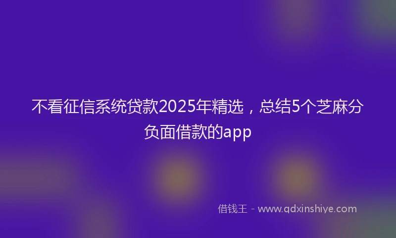 不看征信系统贷款2025年精选，总结5个芝麻分负面借款的app