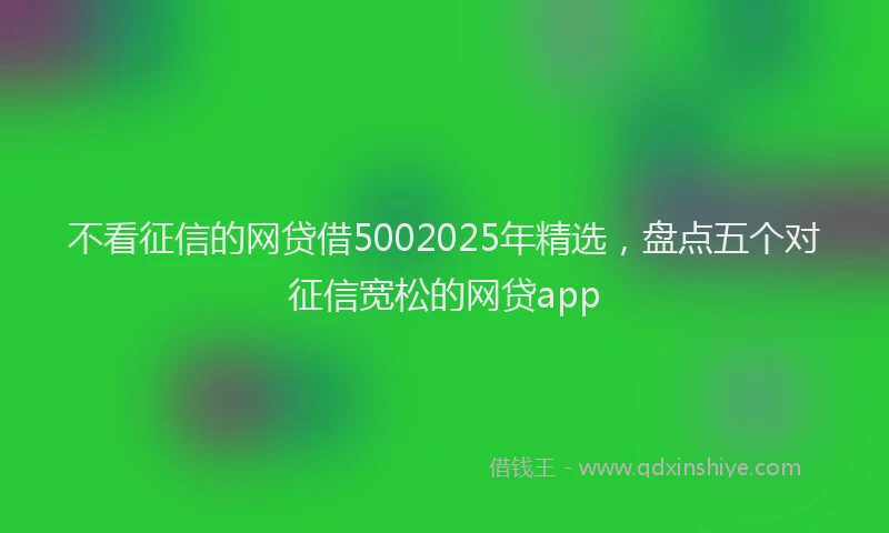 不看征信的网贷借5002025年精选，盘点五个对征信宽松的网贷app