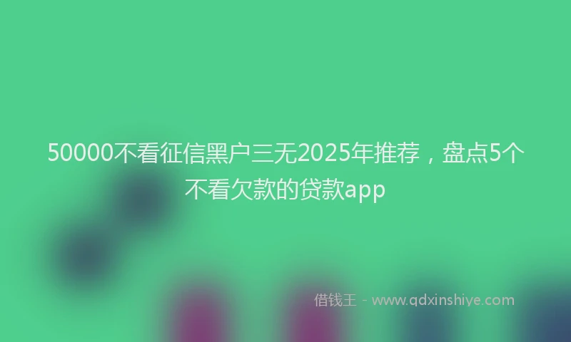 50000不看征信黑户三无2025年推荐，盘点5个不看欠款的贷款app