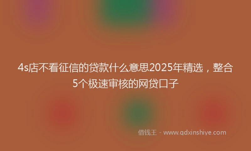 4s店不看征信的贷款什么意思2025年精选，整合5个极速审核的网贷口子