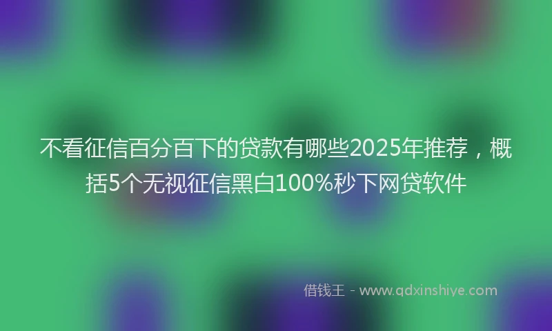 不看征信百分百下的贷款有哪些2025年推荐，概括5个无视征信黑白100%秒下网贷软件