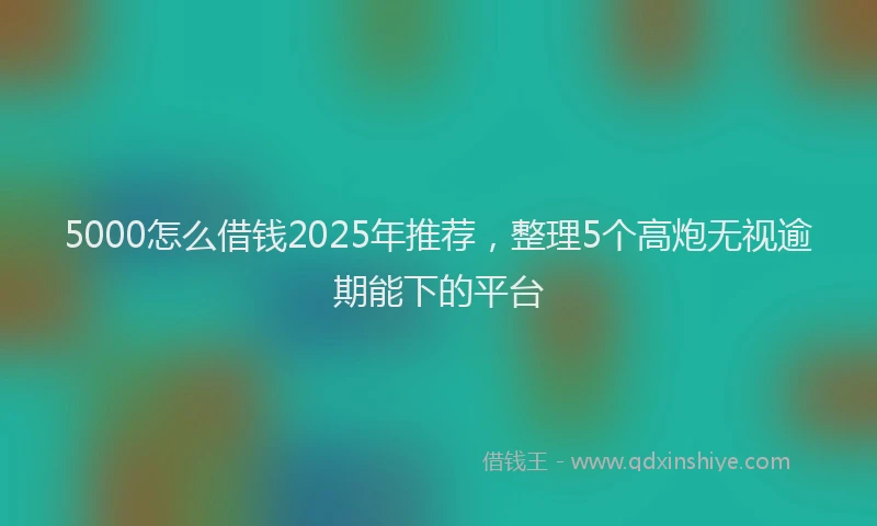 5000怎么借钱2025年推荐，整理5个高炮无视逾期能下的平台
