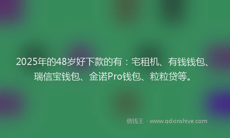 2025年的48岁好下款的有：宅租机、有钱钱包、瑞信宝钱包、金诺Pro钱包、粒粒贷等。