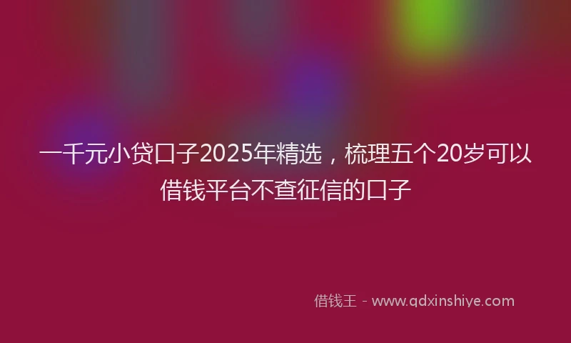 一千元小贷口子2025年精选，梳理五个20岁可以借钱平台不查征信的口子