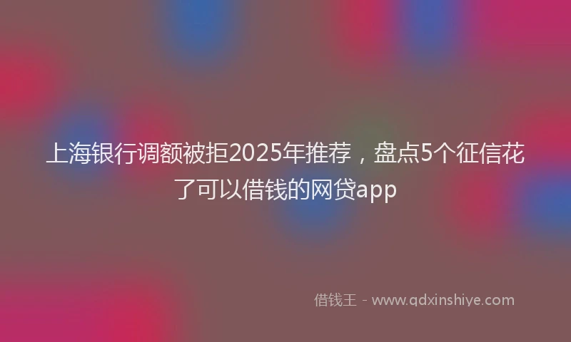 上海银行调额被拒2025年推荐，盘点5个征信花了可以借钱的网贷app