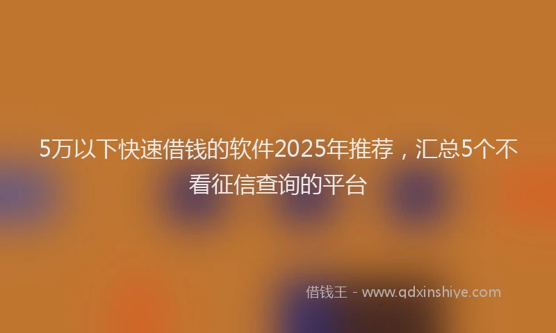 5万以下快速借钱的软件2025年推荐，汇总5个不看征信查询的平台