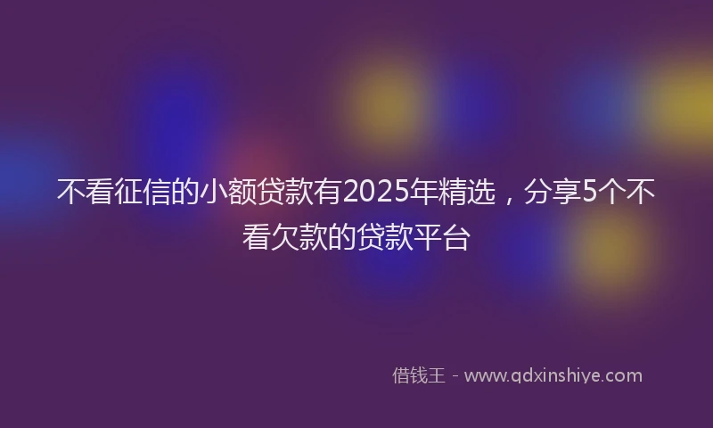 不看征信的小额贷款有2025年精选，分享5个不看欠款的贷款平台