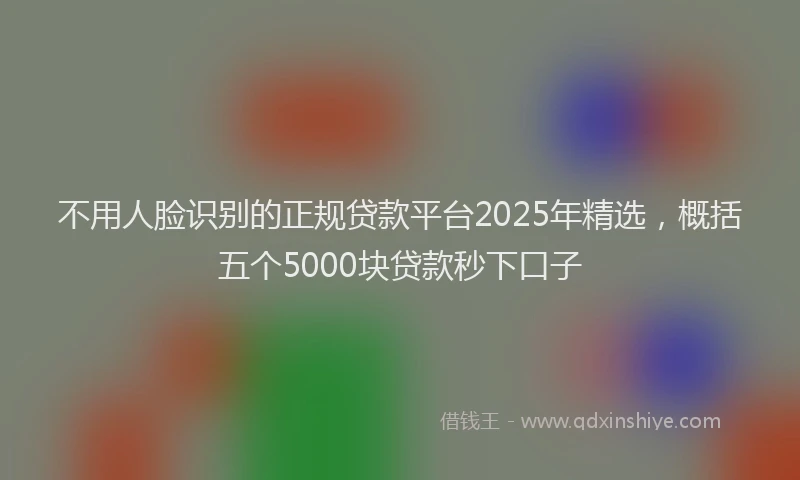 不用人脸识别的正规贷款平台2025年精选，概括五个5000块贷款秒下口子