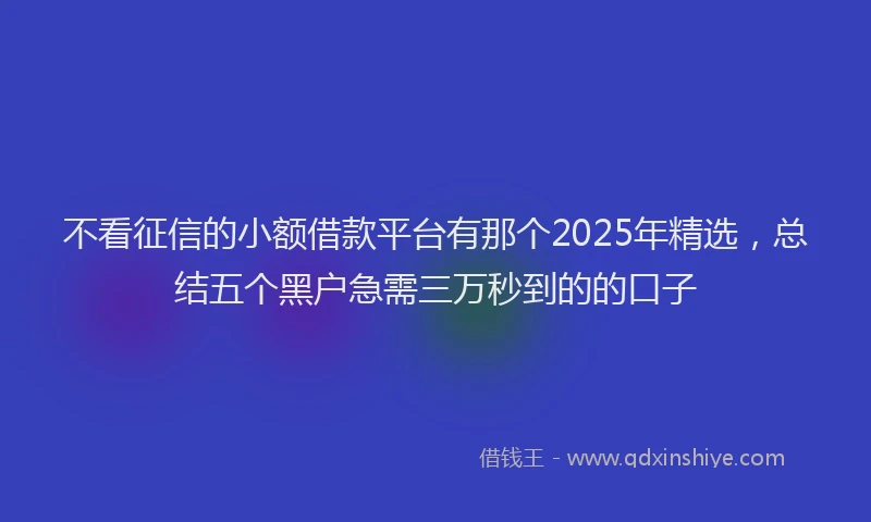 不看征信的小额借款平台有那个2025年精选，总结五个黑户急需三万秒到的的口子