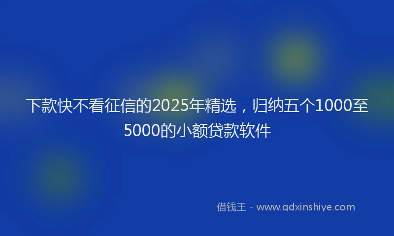 下款快不看征信的2025年精选，归纳五个1000至5000的小额贷款软件