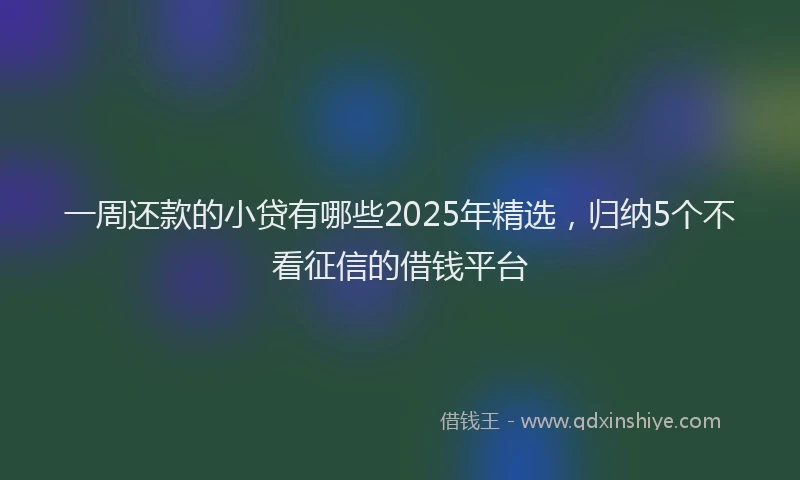 一周还款的小贷有哪些2025年精选，归纳5个不看征信的借钱平台