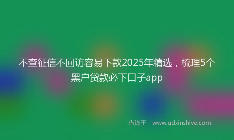 不查征信不回访容易下款2025年精选，梳理5个黑户贷款必下口子app