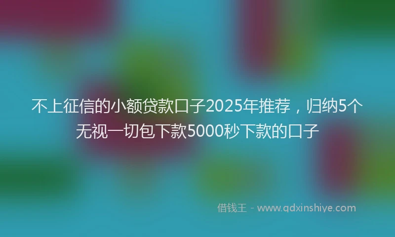 不上征信的小额贷款口子2025年推荐，归纳5个无视一切包下款5000秒下款的口子