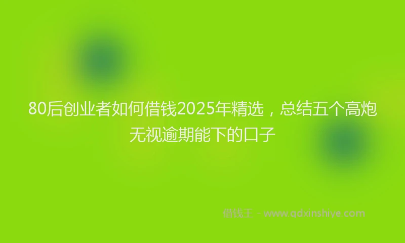 80后创业者如何借钱2025年精选，总结五个高炮无视逾期能下的口子