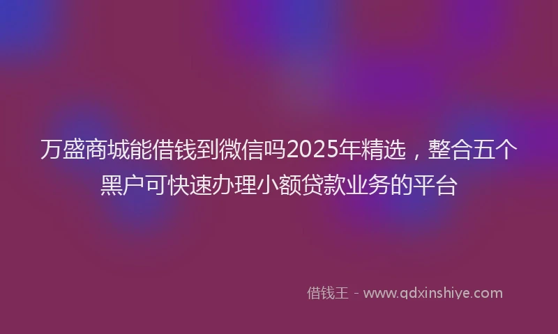 万盛商城能借钱到微信吗2025年精选，整合五个黑户可快速办理小额贷款业务的平台