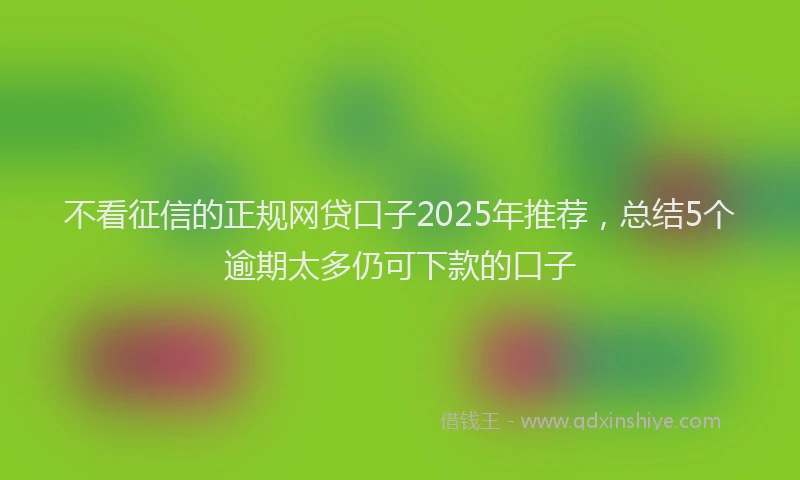 不看征信的正规网贷口子2025年推荐，总结5个逾期太多仍可下款的口子
