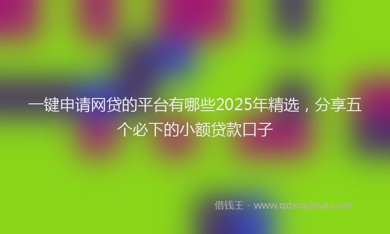 一键申请网贷的平台有哪些2025年精选，分享五个必下的小额贷款口子
