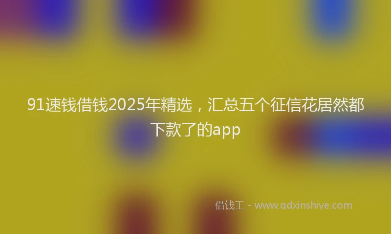 91速钱借钱2025年精选，汇总五个征信花居然都下款了的app
