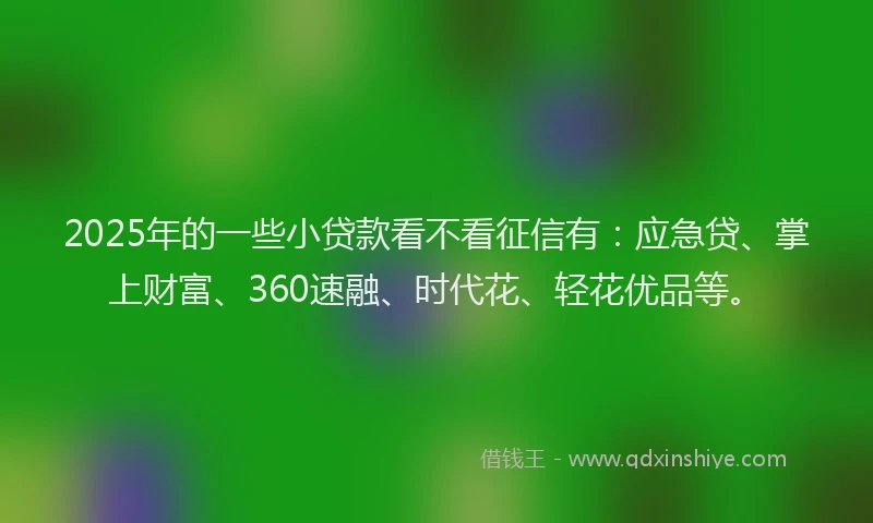 2025年的一些小贷款看不看征信有：应急贷、掌上财富、360速融、时代花、轻花优品等。