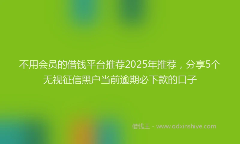 不用会员的借钱平台推荐2025年推荐，分享5个无视征信黑户当前逾期必下款的口子