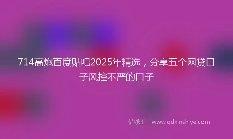 714高炮百度贴吧2025年精选，分享五个网贷口子风控不严的口子