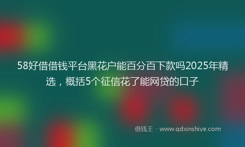 58好借借钱平台黑花户能百分百下款吗2025年精选，概括5个征信花了能网贷的口子