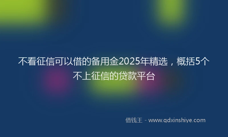 不看征信可以借的备用金2025年精选，概括5个不上征信的贷款平台