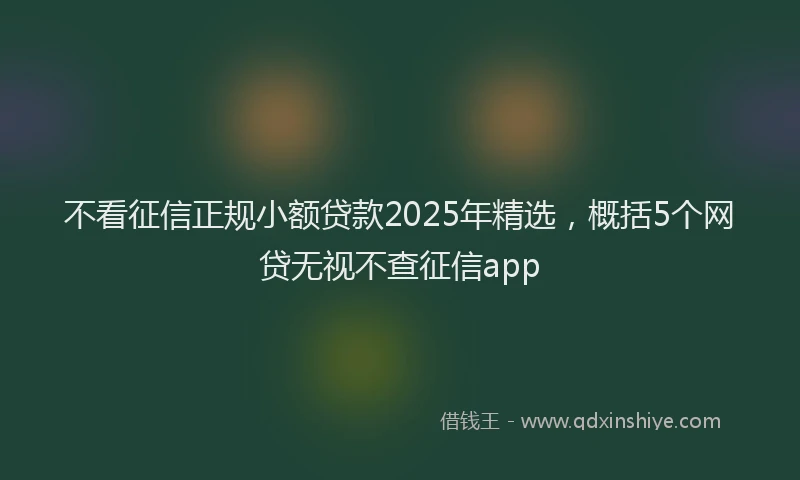 不看征信正规小额贷款2025年精选，概括5个网贷无视不查征信app