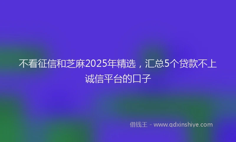 不看征信和芝麻2025年精选，汇总5个贷款不上诚信平台的口子