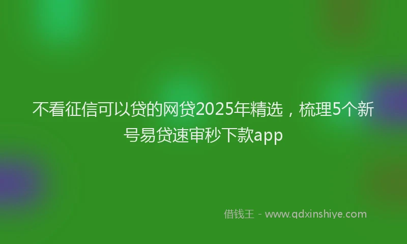 不看征信可以贷的网贷2025年精选，梳理5个新号易贷速审秒下款app