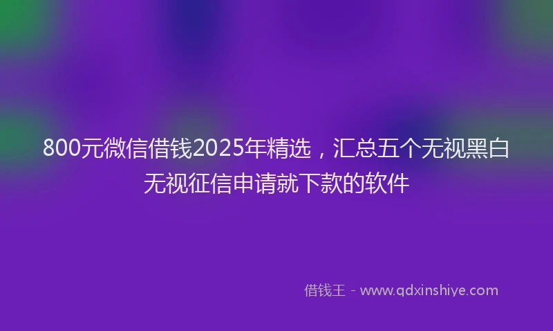 800元微信借钱2025年精选，汇总五个无视黑白无视征信申请就下款的软件