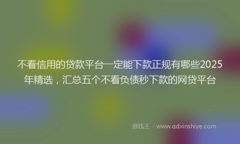 不看信用的贷款平台一定能下款正规有哪些2025年精选，汇总五个不看负债秒下款的网贷平台
