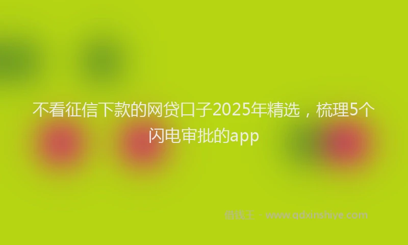 不看征信下款的网贷口子2025年精选，梳理5个闪电审批的app