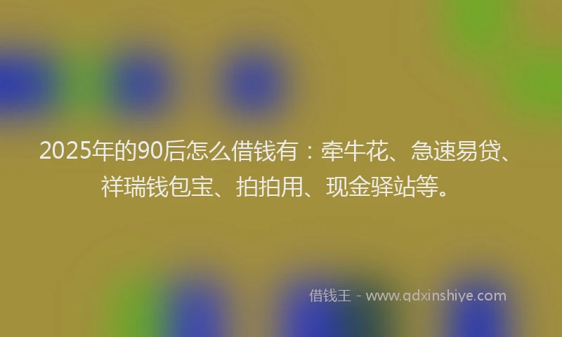 2025年的90后怎么借钱有：牵牛花、急速易贷、祥瑞钱包宝、拍拍用、现金驿站等。