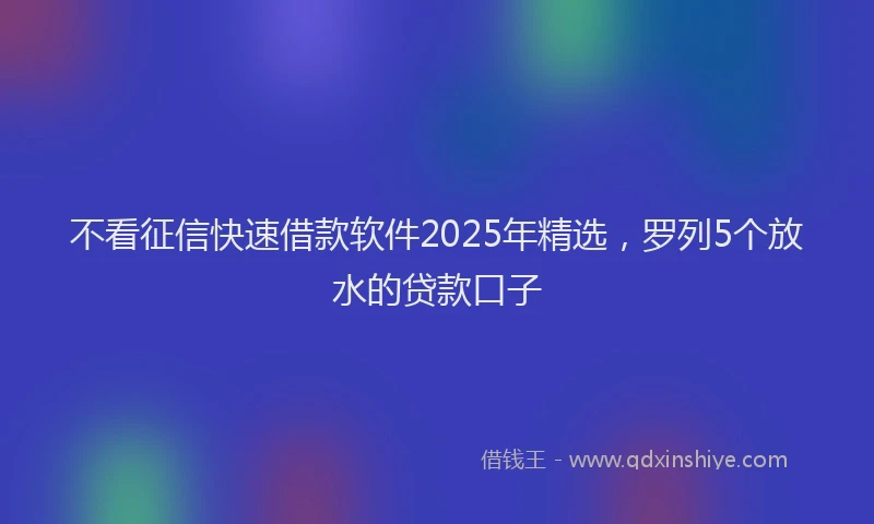 不看征信快速借款软件2025年精选，罗列5个放水的贷款口子